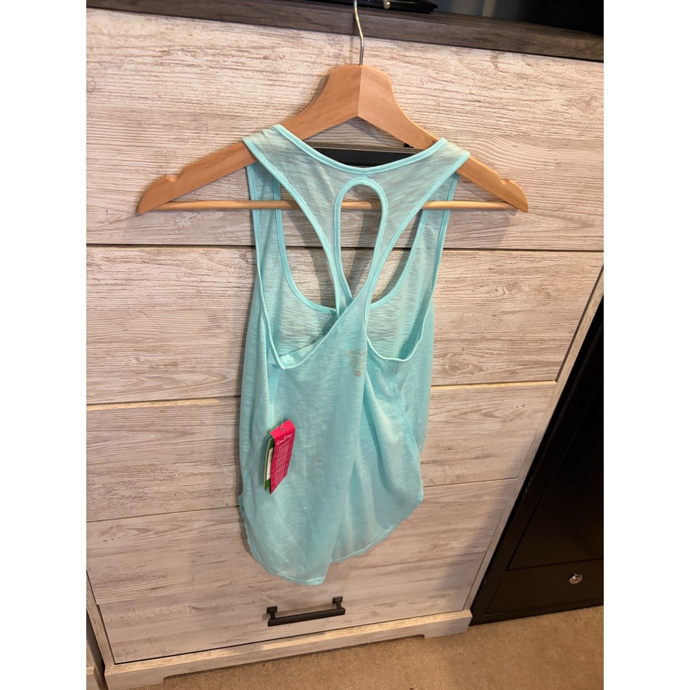 Lilly Pulitzer Kai Tank Seasalt Blue Luxletic Slub Racerback Keyhole XS - Picture 3 of 6